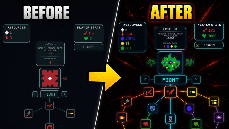 Nebulous combat screenshot featuring a colorful block formation